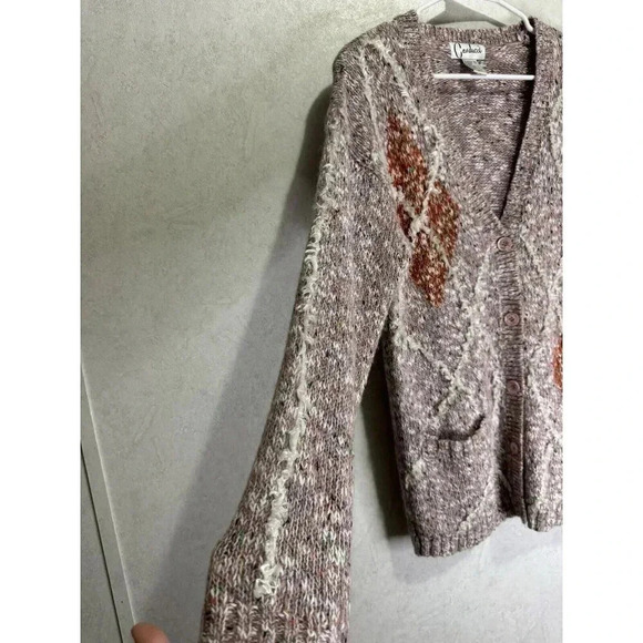 CARDUCCI Vintage Womens Pink Sweater Cardigan Mohair Blend Vneck Fringe SMALL - Picture 5 of 8